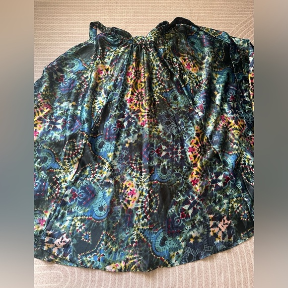 HER Destiny Maxi Skirt Long Blue Multicolor Tropical Flowy Elastic Waist Small - Picture 6 of 8